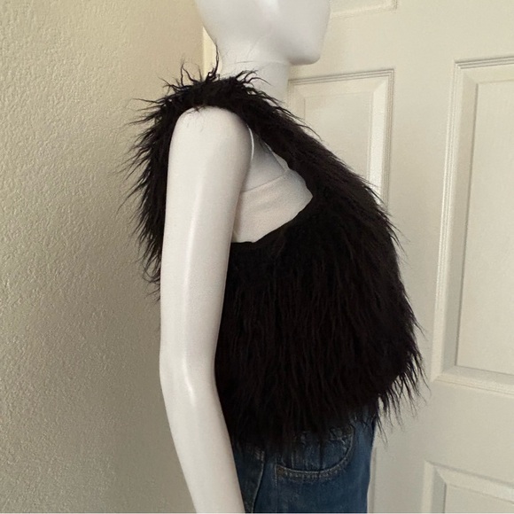 Alythea Black Sleeveless Open Front Faux Fur Vest Small - Picture 2 of 9